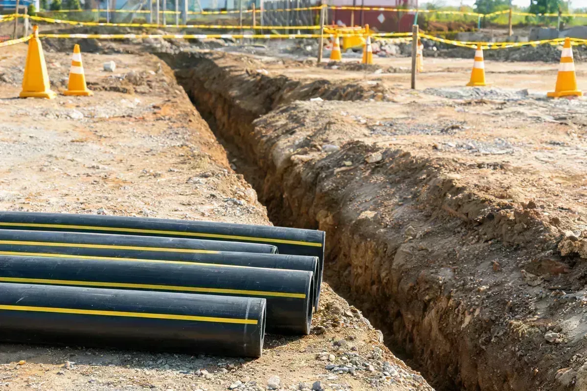 Полиэтиленовые трубы для газопровода с жёлтой полосой